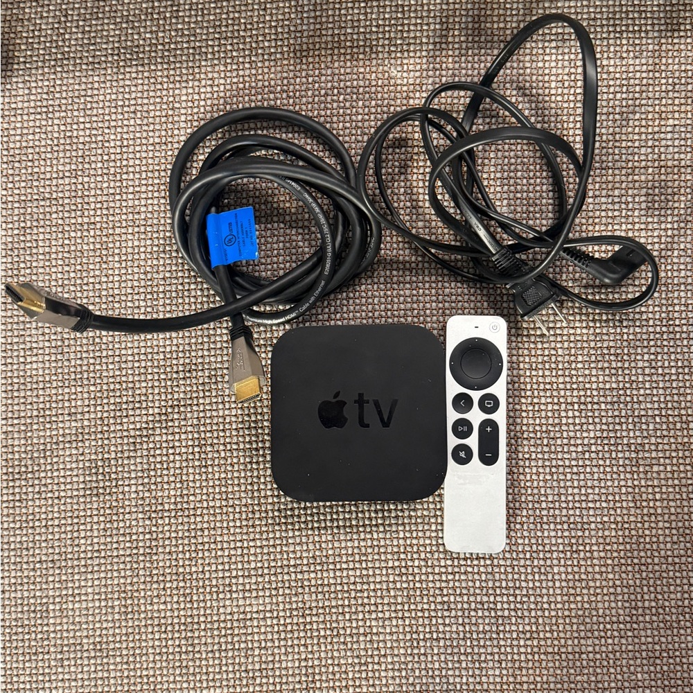 Apple TV 4K (A1842) with remote and cables